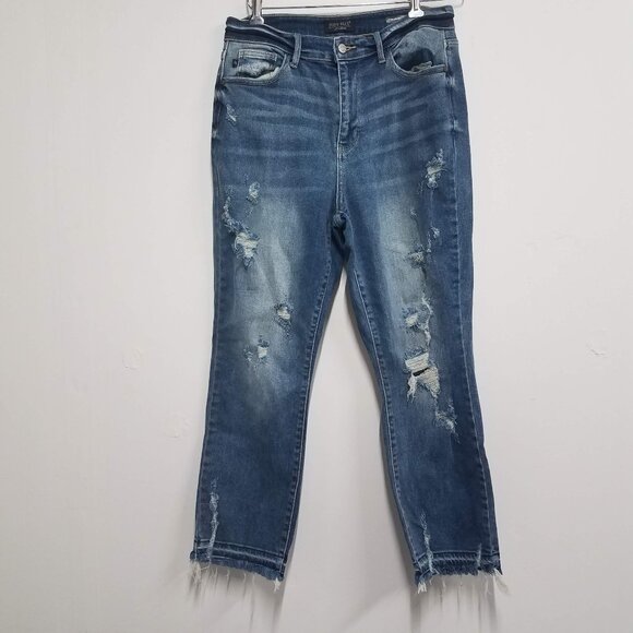 Judy Blue Jeans Women 11/30 Release Hem Ankle Straight Fit Denim JB82436MD - Picture 1 of 9